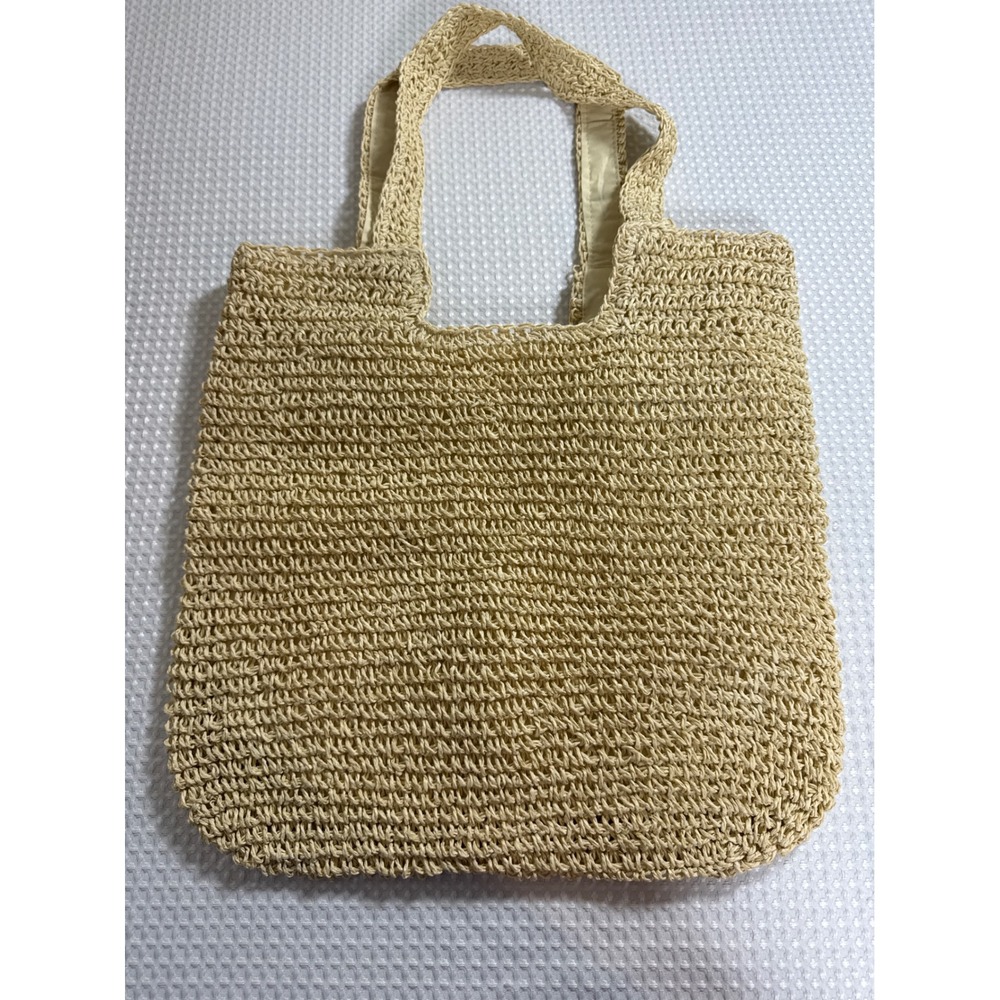 Tote Bag Beige Straw Woven NWOT